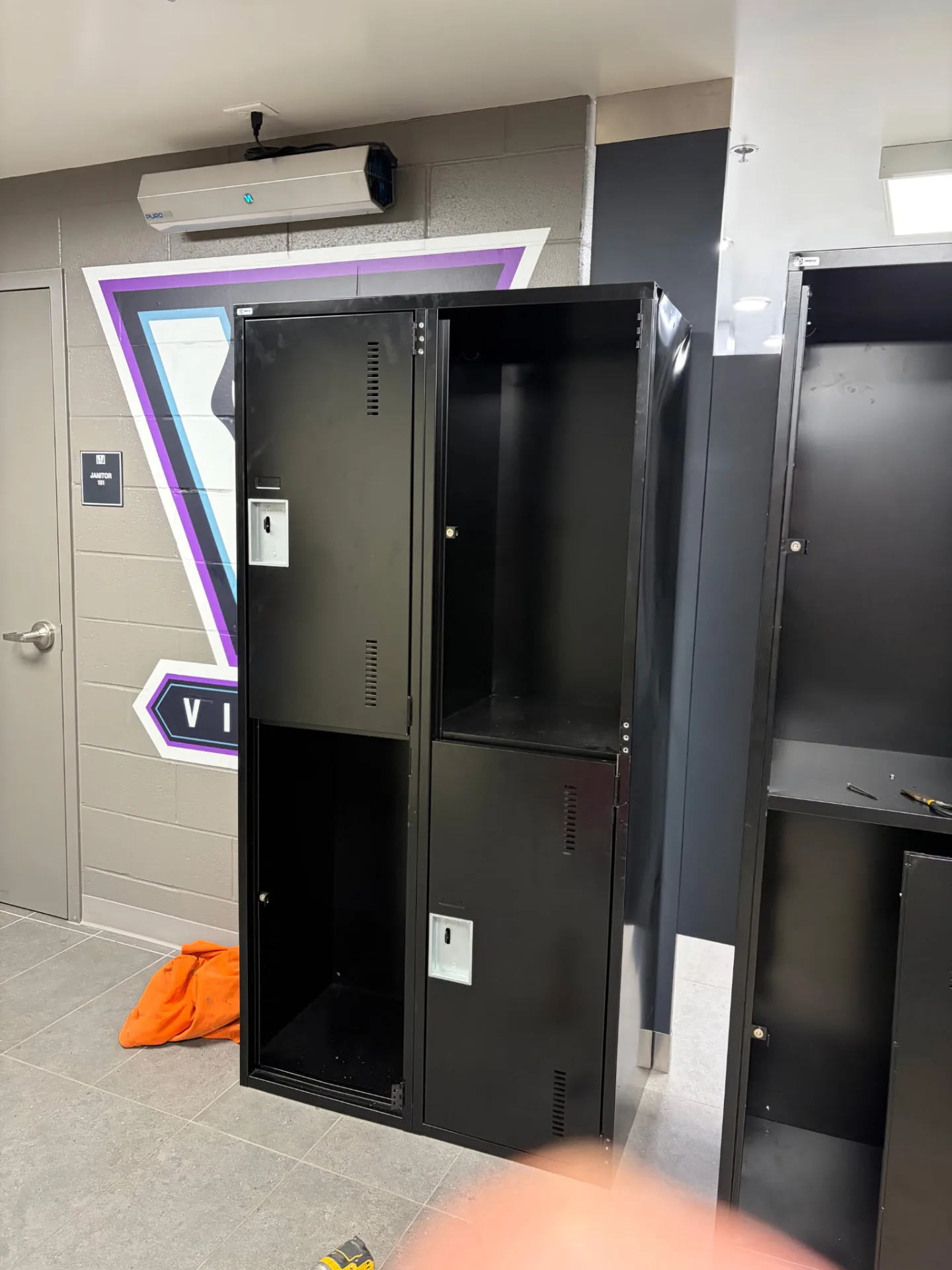 Old lockers removed during a charter school cleanout — Pioneer Valley Junk Removal job